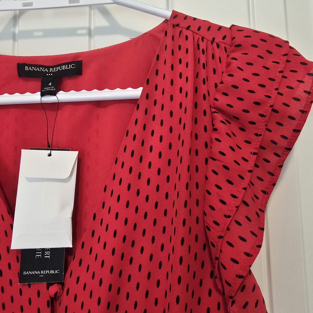 Banana Republic Red and Black Polka Dot Dress